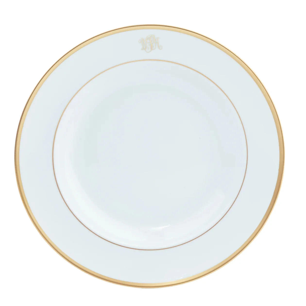 Dinner Plate in Ultra-White with Signature Gold Monogram