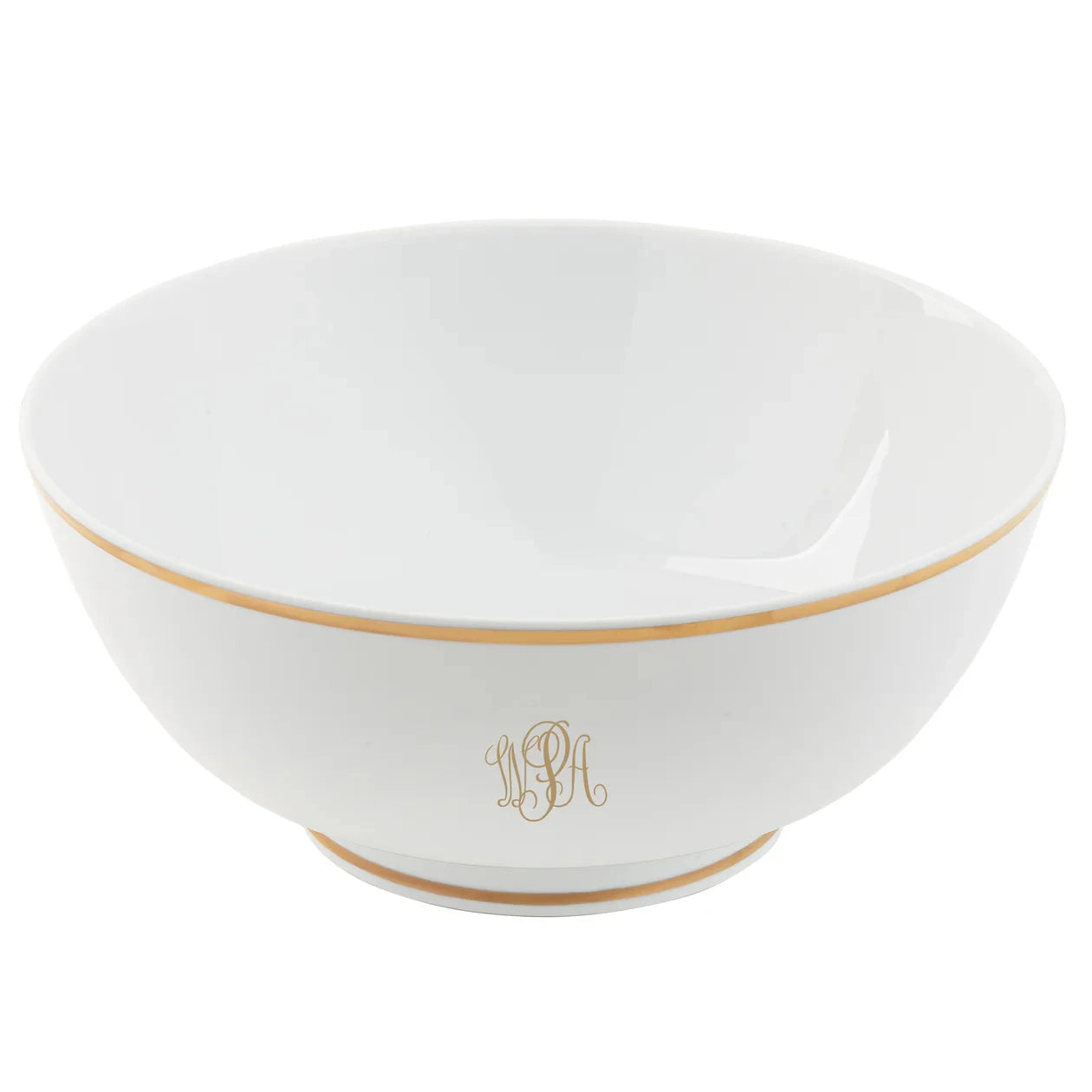 Round Serving Bowl in Gold Ultra-White with Signature Gold Monogram