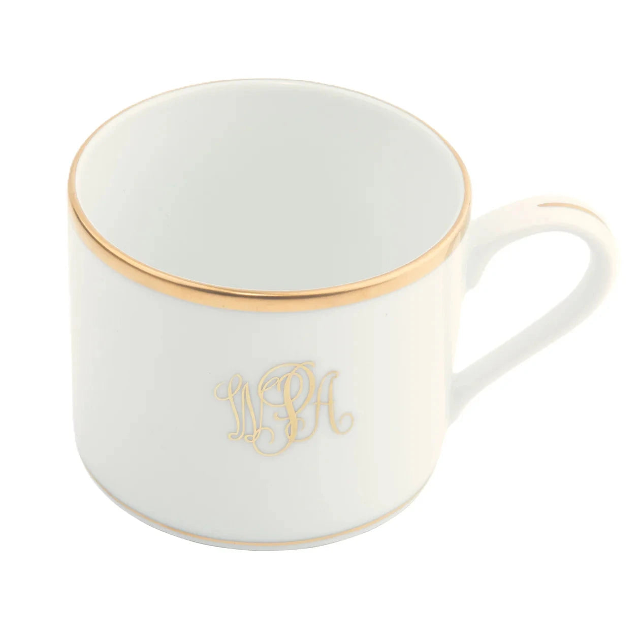 Teacup in Light Blue and Gold Ultra-White with Signature Gold Monogram