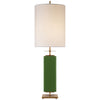 Beekman Table Lamp in Green Reverse Painted Glass with Cream Linen Shade - Salisbury & Manus