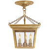 Cornice Semi-Flush Lantern in Hand-Rubbed Antique Brass - Salisbury & Manus