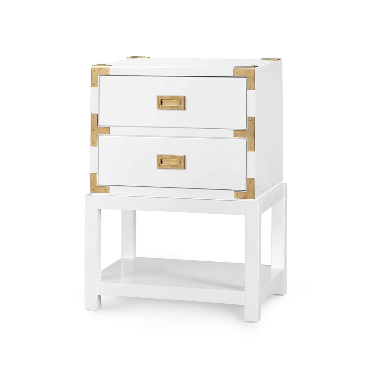 KIMONO 2-DRAWER SIDE TABLE, GLOSS WHITE