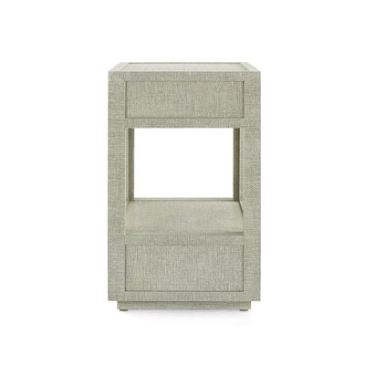 PARKER 2-DRAWER SIDE TABLE, MOSS GRAY TWEED