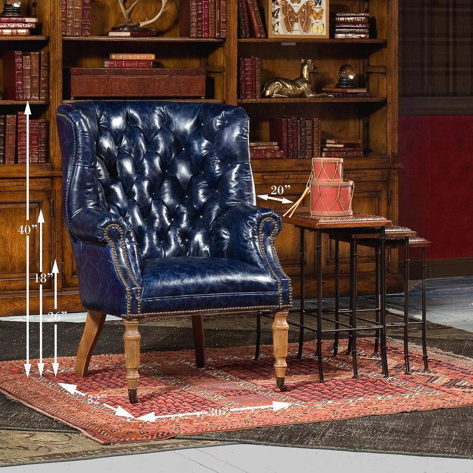 Welsh Blue Leather Chair - Salisbury & Manus