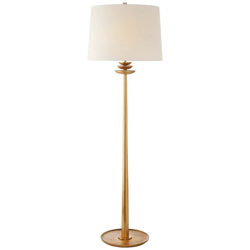 Beaumont Floor Lamp in Aged Iron with Linen Shade