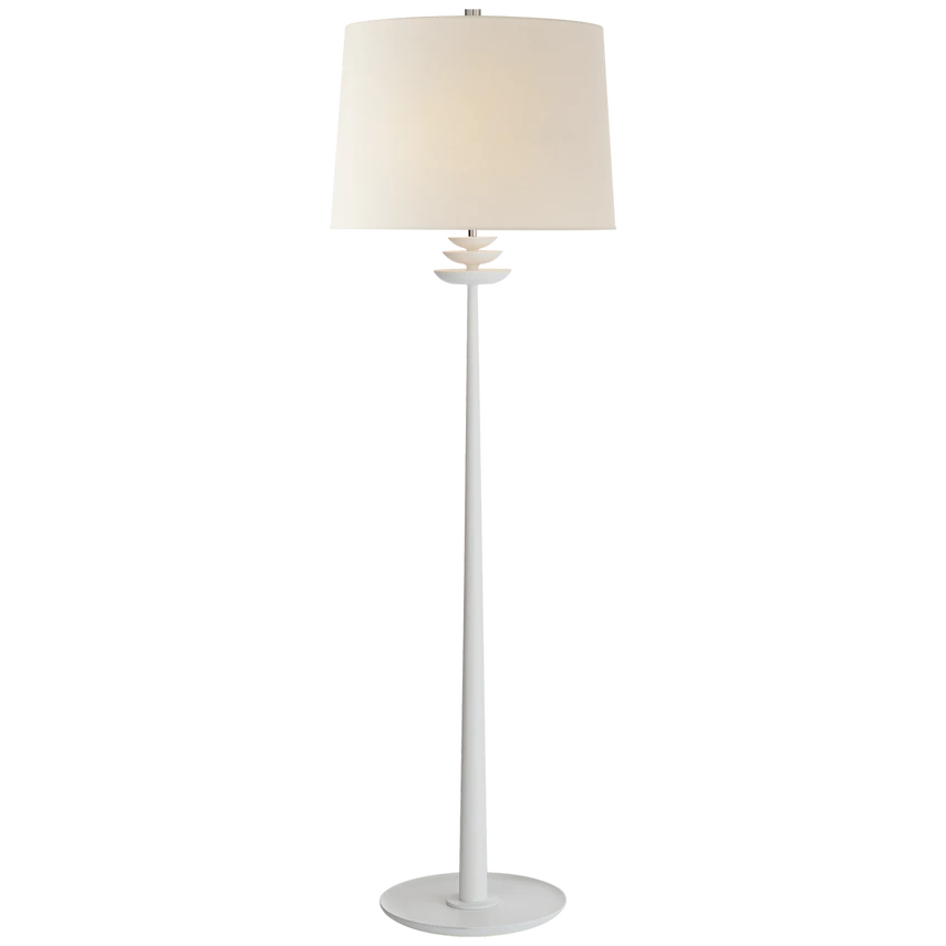 Beaumont Floor Lamp in Aged Iron with Linen Shade