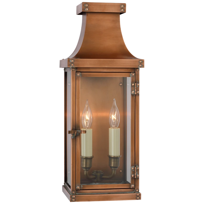 Bedford Medium 3/4 Lantern in Natural Copper and Clear Glass