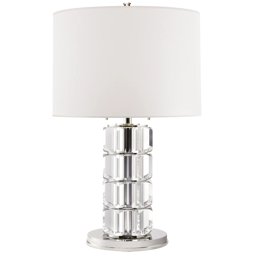 Brookings Large Table Lamp in Crystal with White Parchment Shade