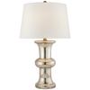 Bull Nose Cylinder Table Lamp in Mercury Glass with Linen Shade