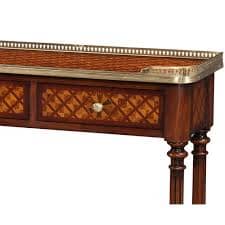 Burl Lattice Parquetry, Brass Mounted Console Table
