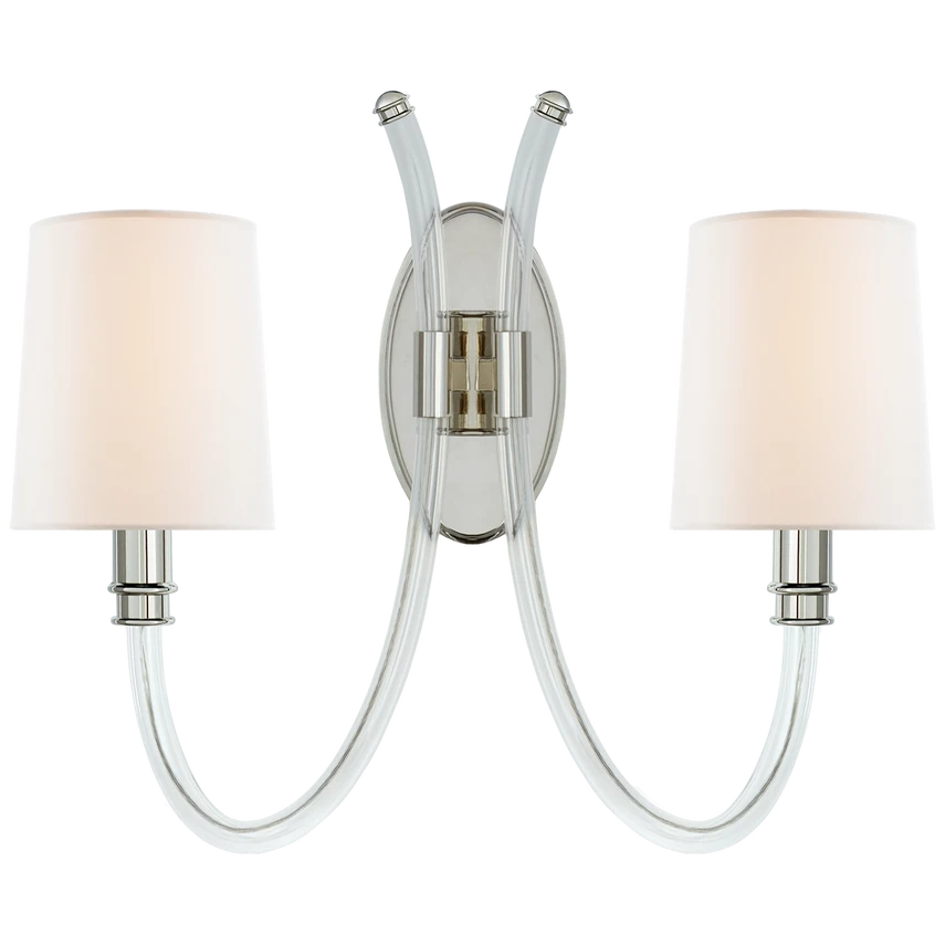 Clarice Double Sconce with Linen Shades