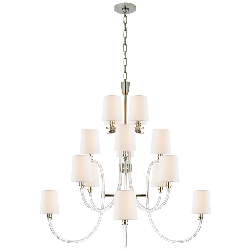 Clarice Large Chandelier with Linen Shades