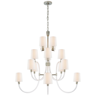Clarice Large Chandelier with Linen Shades