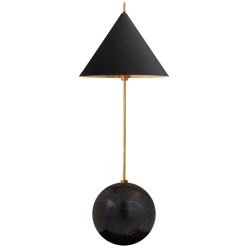 Cleo Orb Base Accent Lamp in Antique-Burnished Brass with Shade