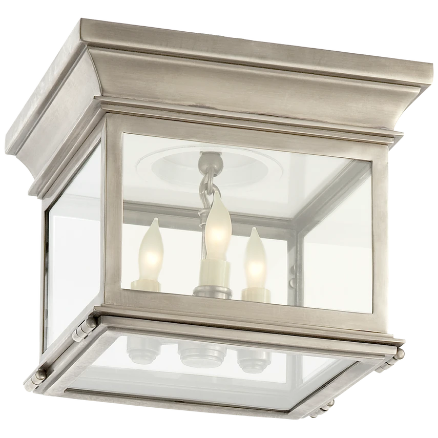 Club Small Square Flush Mount with Clear Glass
