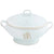 Covered Vegetable Bowl in Light Blue and Gold Ultra-White with Signature Gold Monogram