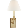 Dean Library Sconce in Natural Brass with Linen Shade