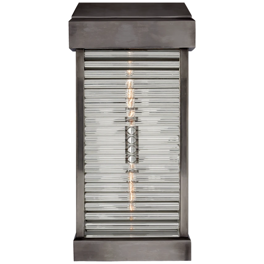 Dunmore Large Curved Glass Louver Sconce with Clear Glass