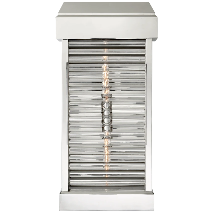 Dunmore Large Curved Glass Louver Sconce with Clear Glass