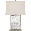 Ellis Bedside Lamp in Natural Brass and Quartz with Percale Shade