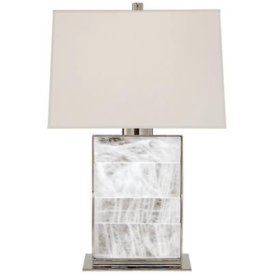 Ellis Bedside Lamp in Natural Brass and Quartz with Percale Shade