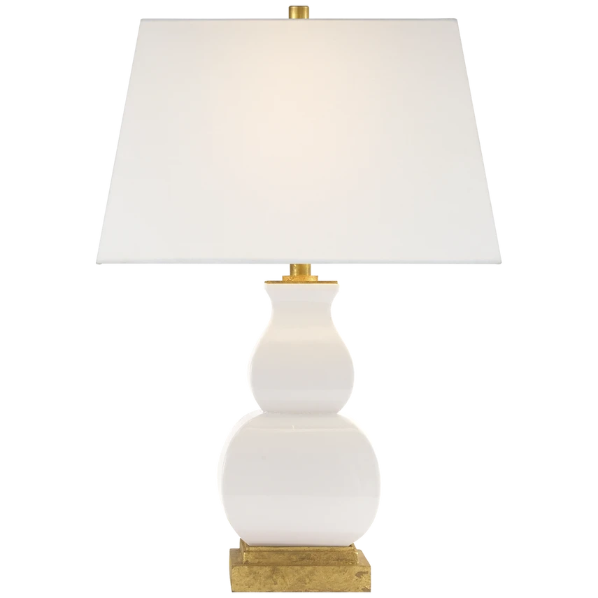 Fang Gourd Table Lamp with Linen Shade