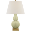Gourd Form Small Table Lamp with Linen Shade