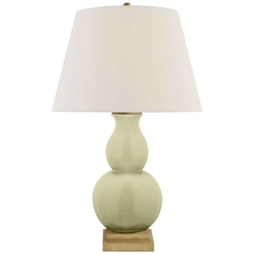 Gourd Form Small Table Lamp with Linen Shade