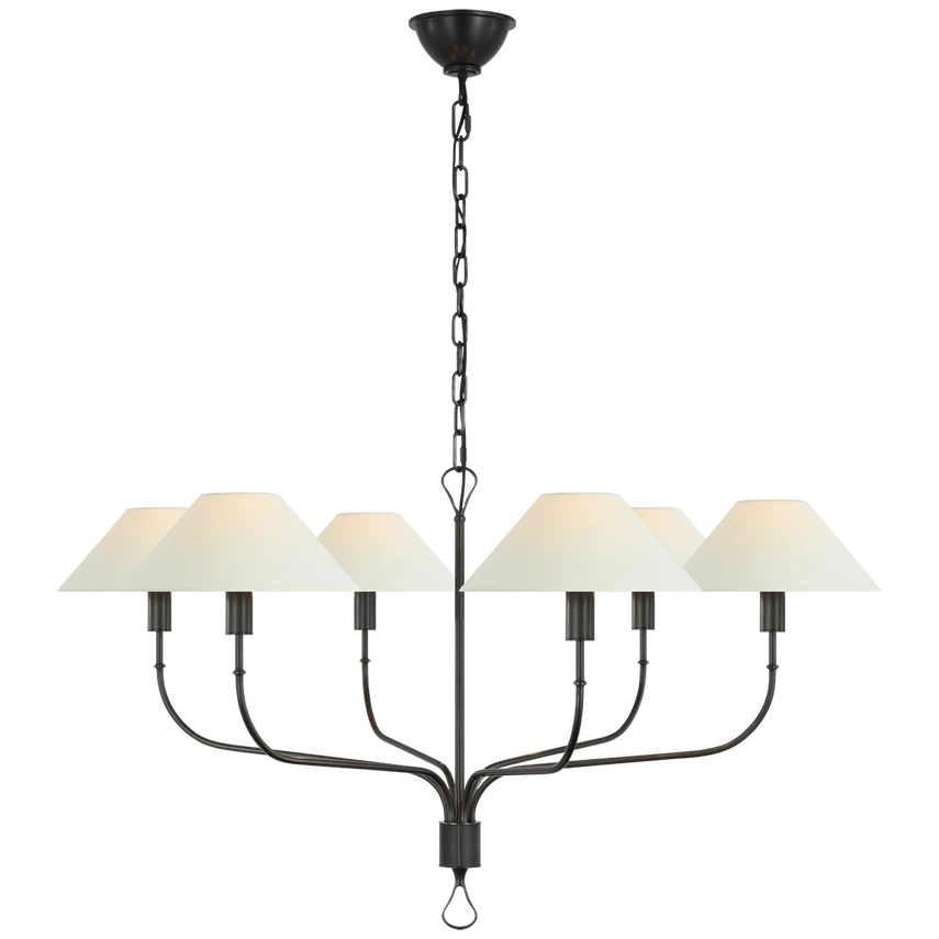 Griffin Extra Large Tail Chandelier with Linen Shades