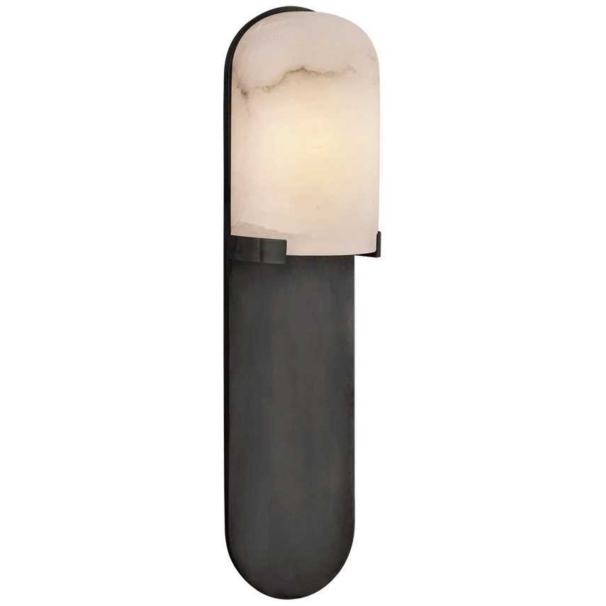Melange Medium Elongated Pill Sconce in Alabaster