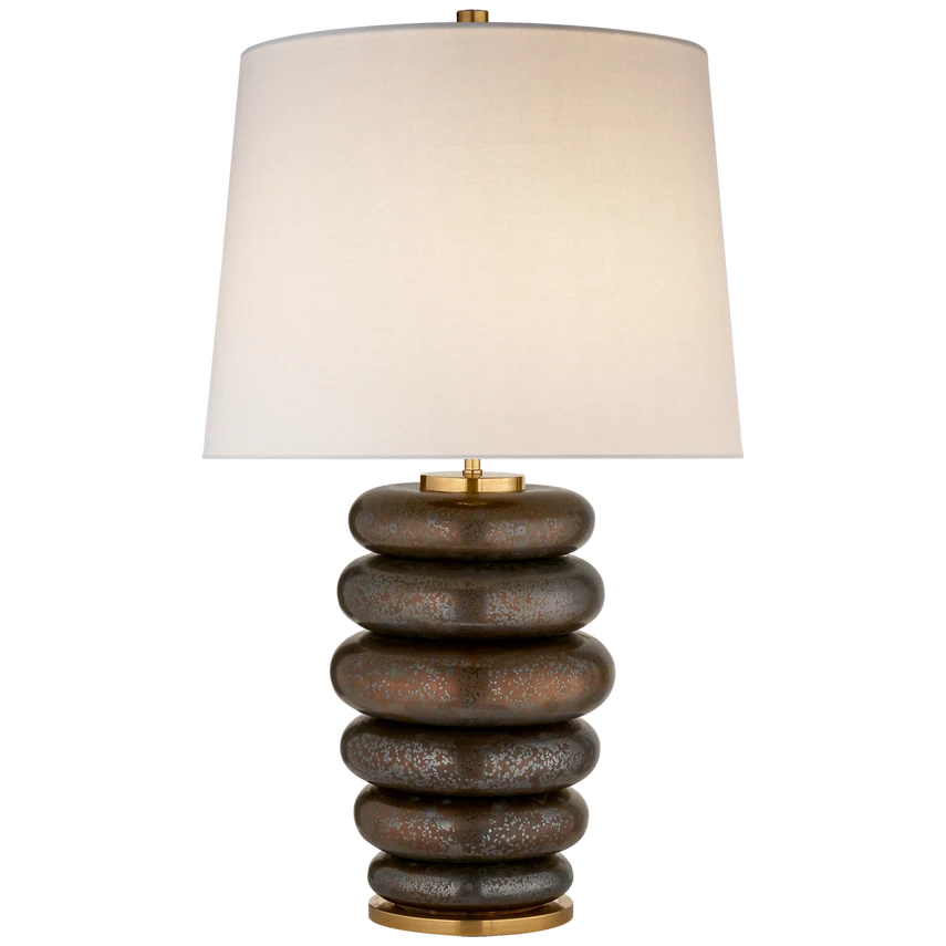 Phoebe Cordless Stacked Table Lamp with Linen Shade