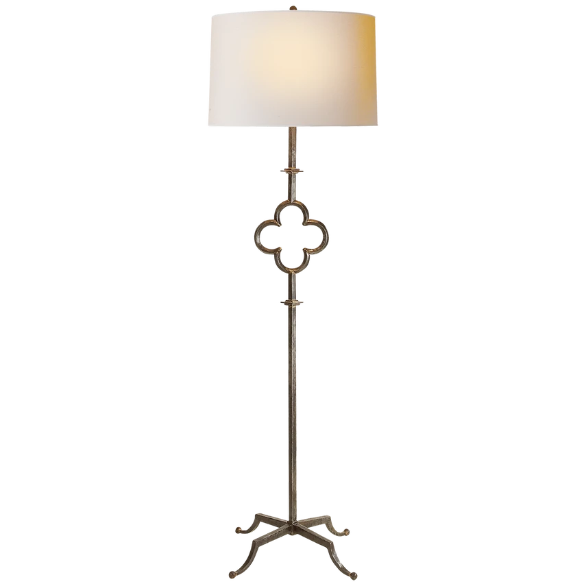 Quatrefoil Floor Lamp with Linen Shade