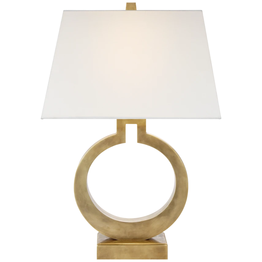 Ring Form Large Table Lamp with Linen Shade