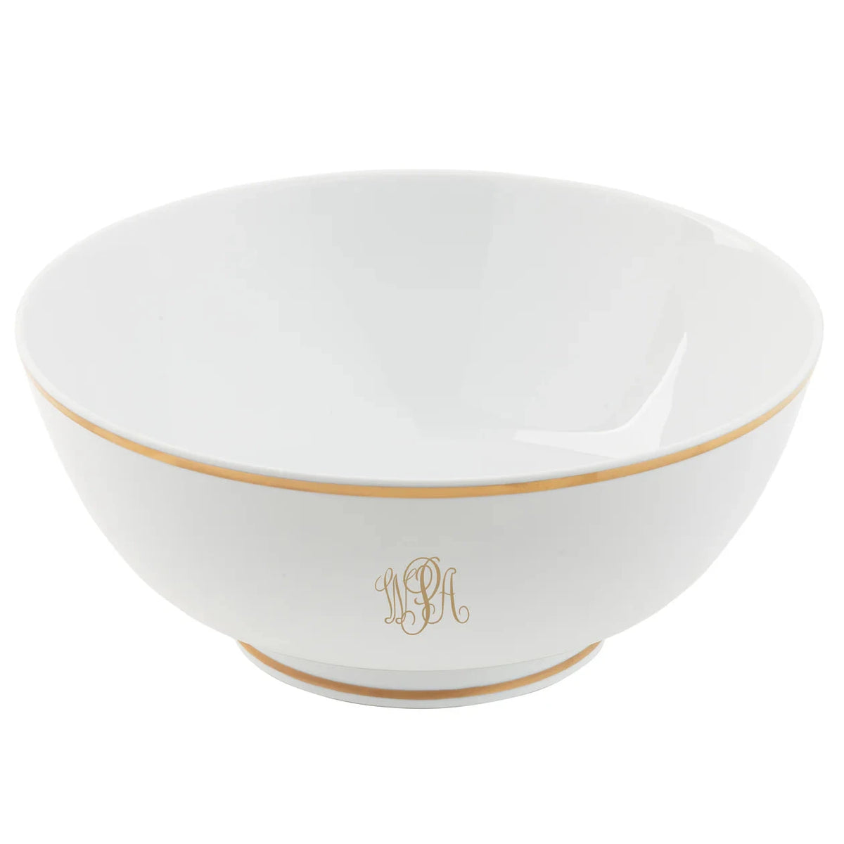 Round Serving Bowl in Gold Ultra-White with Signature Gold Monogram