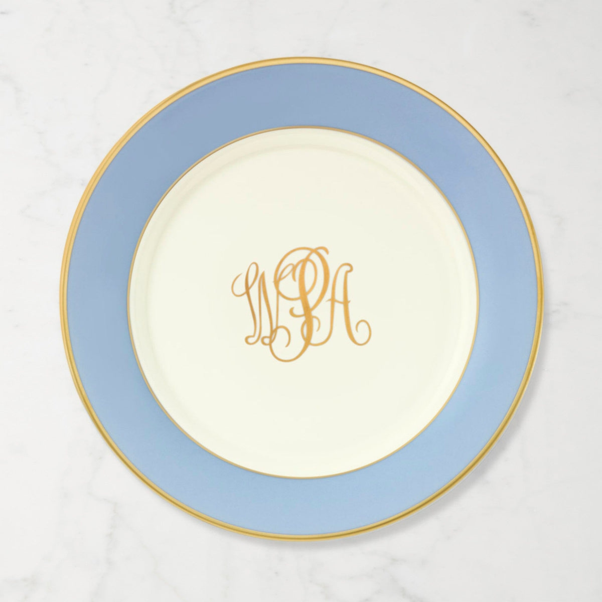 Salad/Dessert Plate in Ultra-White with Signature Gold Monogram