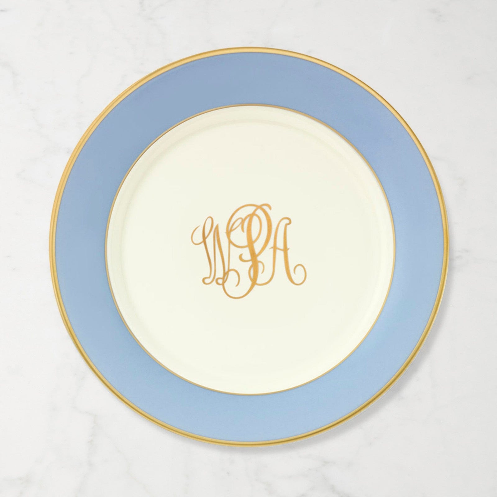 Salad/Dessert Plate in Ultra-White with Signature Gold Monogram