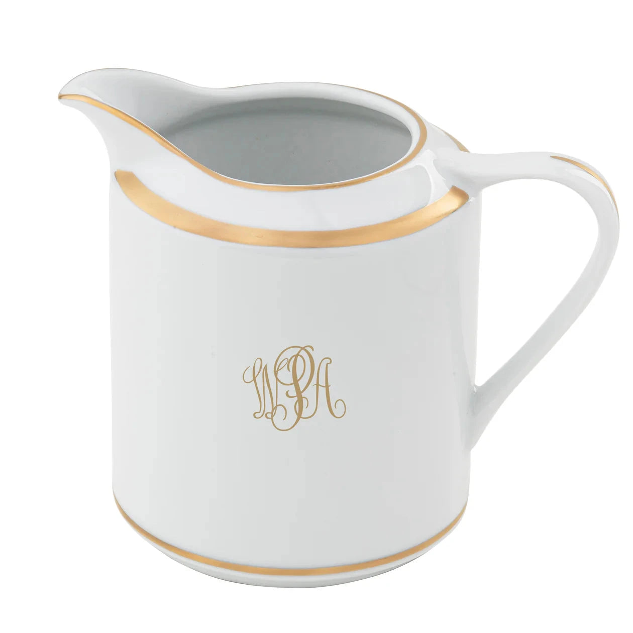 Sauce Boat in Light Blue and Gold Ultra-White with Signature Gold Monogram