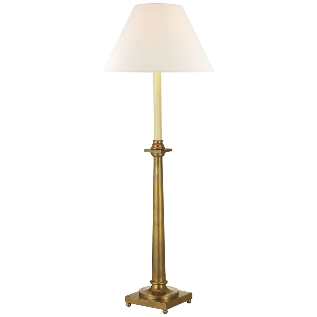 Swedish Column Buffet Lamp with Linen Shade