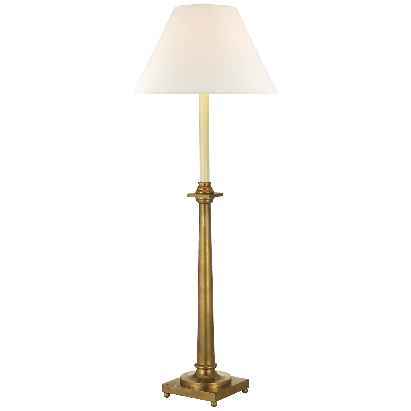 Swedish Column Buffet Lamp with Linen Shade