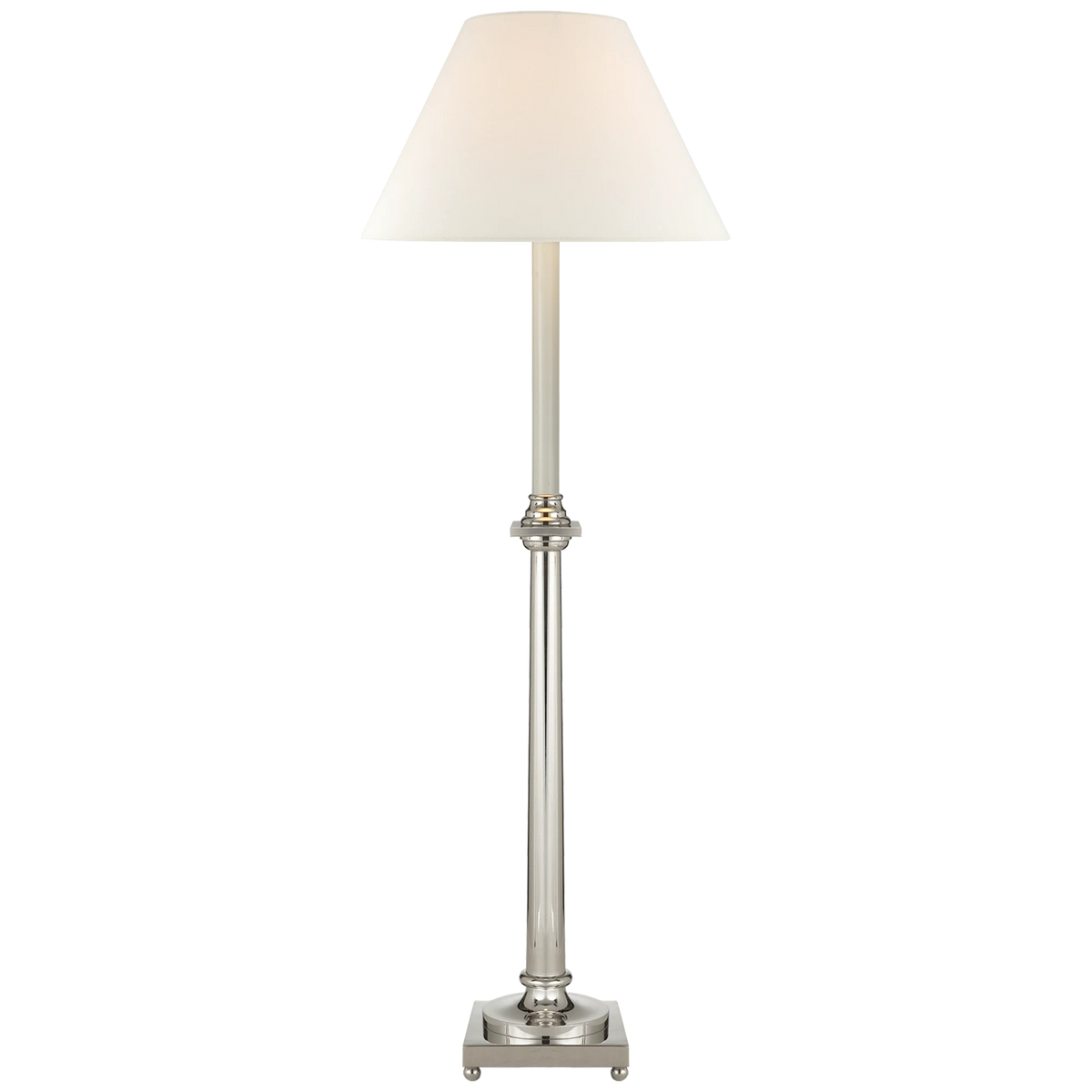 Swedish Column Buffet Lamp with Linen Shade