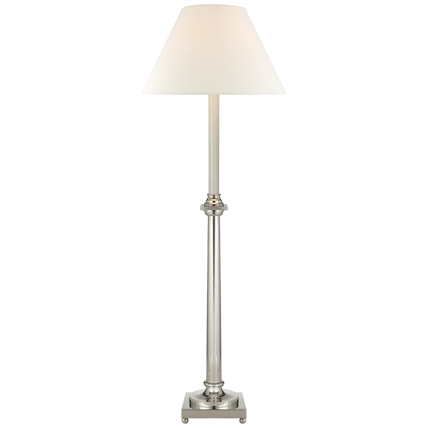 Swedish Column Buffet Lamp with Linen Shade