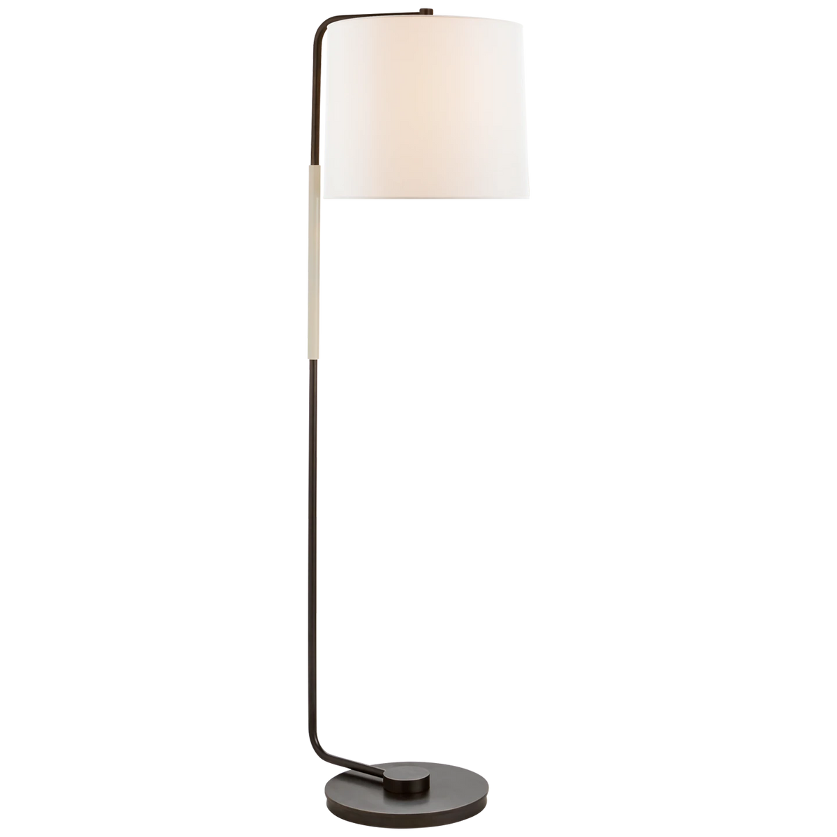 Swing Articulating Floor Lamp in Soft Silver with Linen Shade