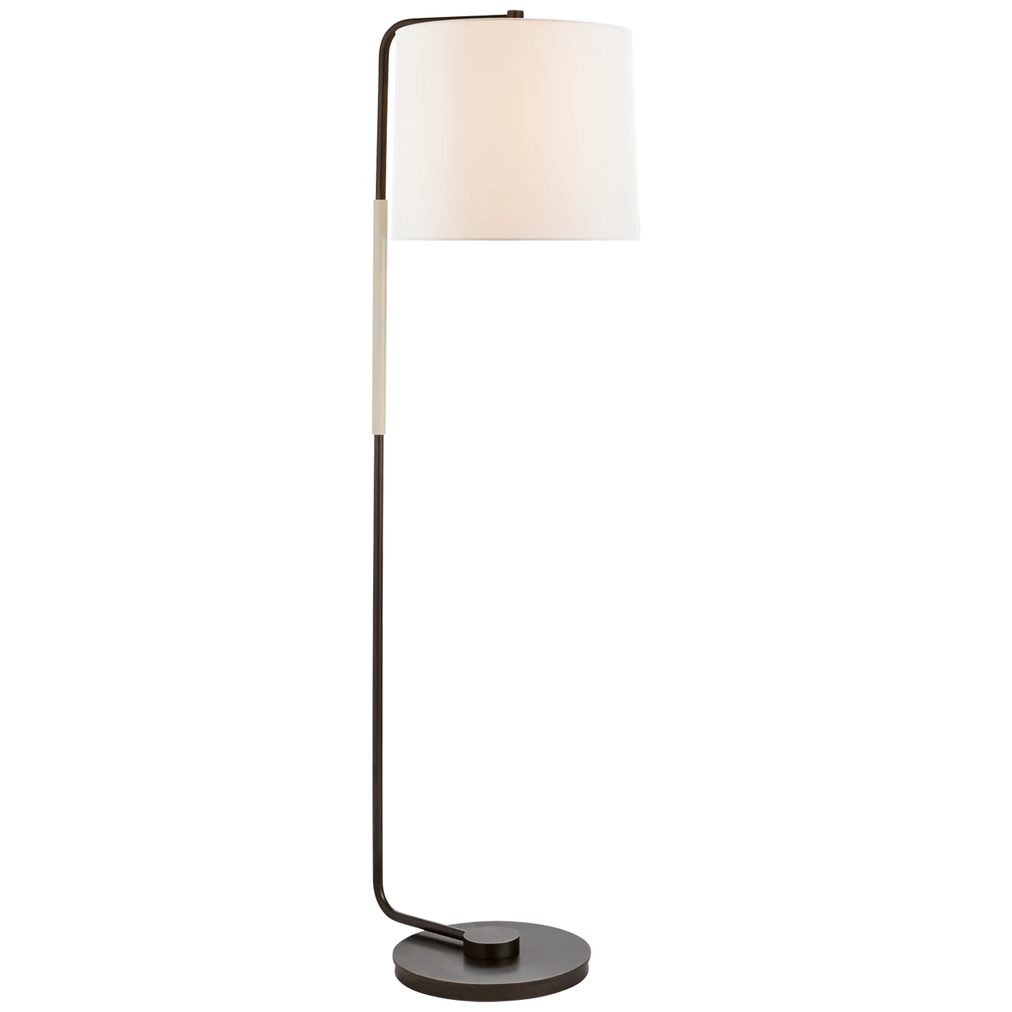 Swing Articulating Floor Lamp in Soft Silver with Linen Shade