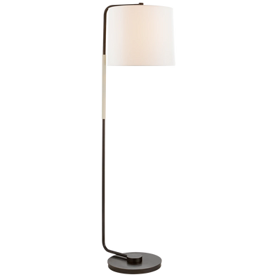 Swing Articulating Floor Lamp in Soft Silver with Linen Shade