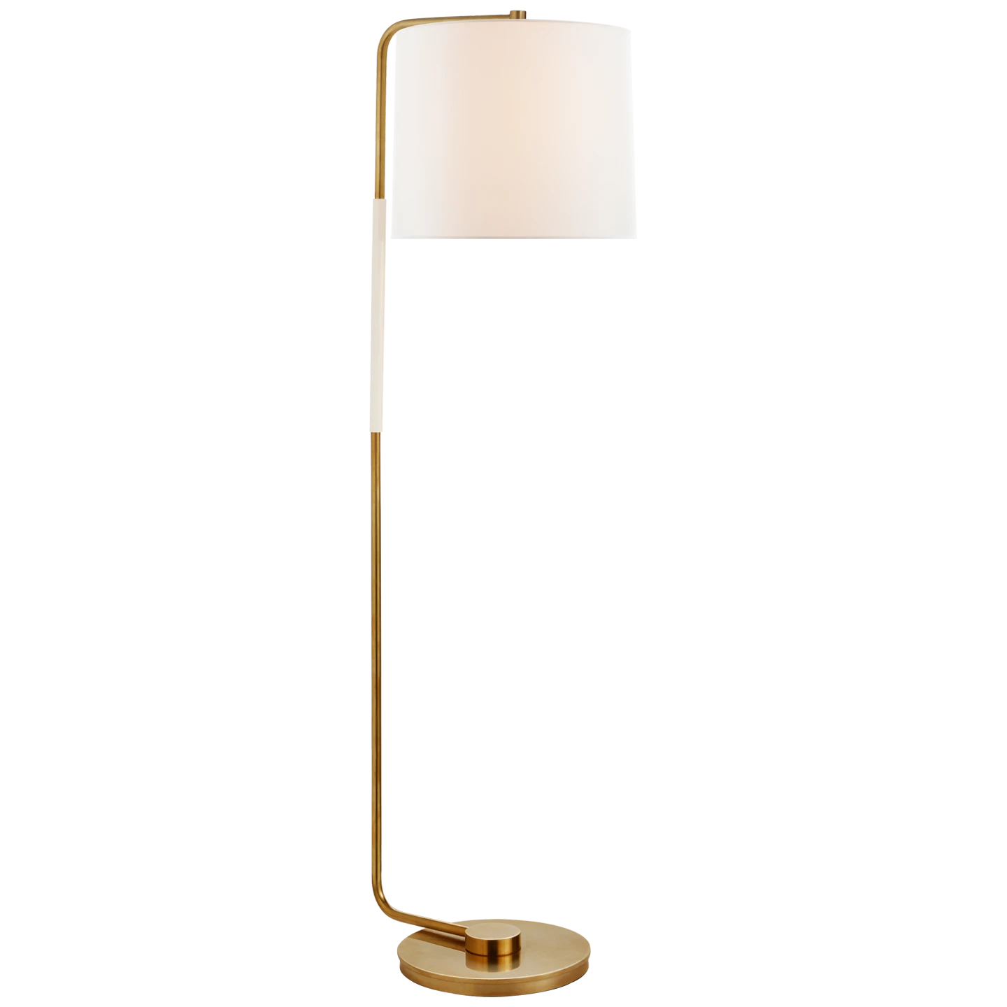 Swing Articulating Floor Lamp in Soft Silver with Linen Shade