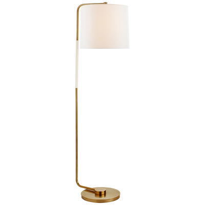 Swing Articulating Floor Lamp in Soft Silver with Linen Shade