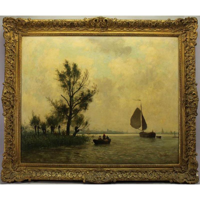 Alphonse Stengelin; River With Boats - Salisbury & Manus