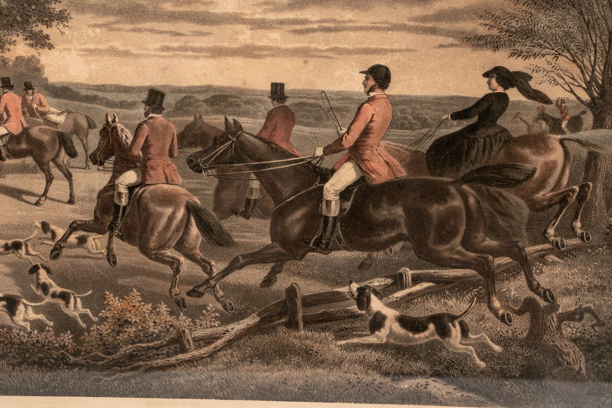 ENGLISH COLORED PRINT- HUNT SCENE "THE DEATH" 19THC - Salisbury & Manus
