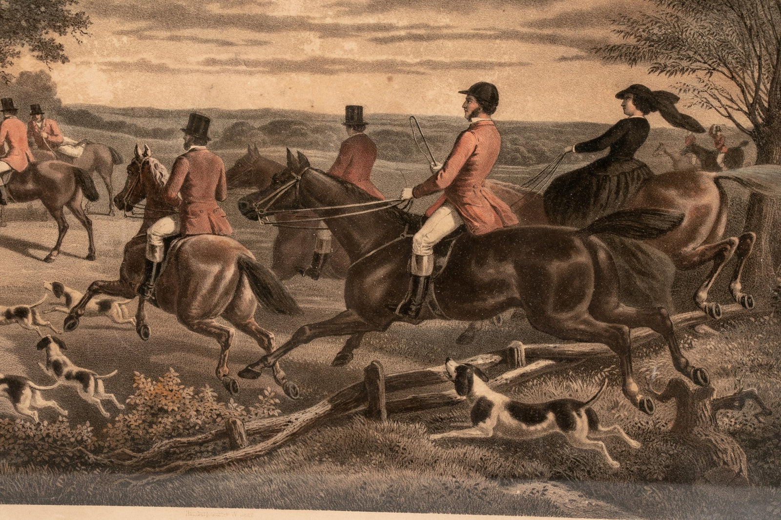 ENGLISH COLORED PRINT- HUNT SCENE "THE DEATH" 19THC - Salisbury & Manus