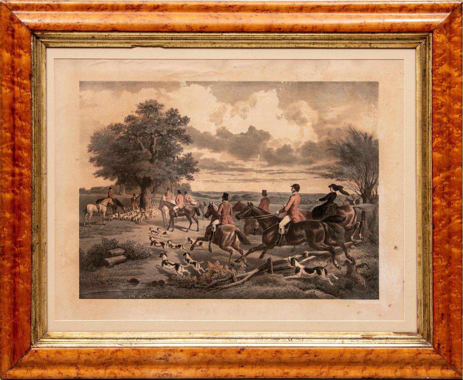 ENGLISH COLORED PRINT- HUNT SCENE "THE DEATH" 19THC - Salisbury & Manus